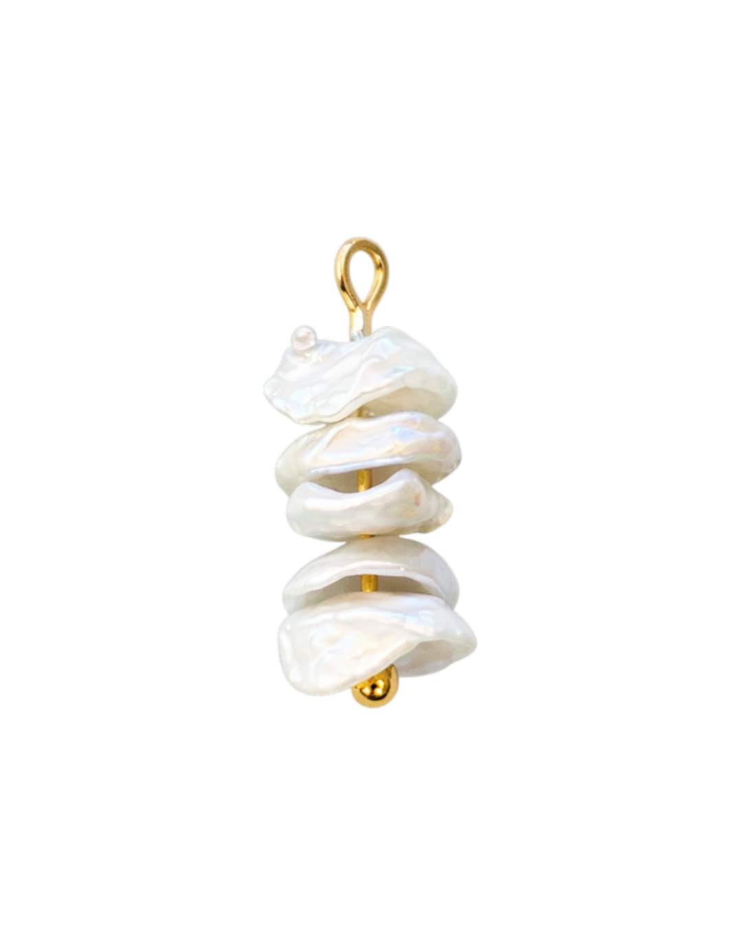 Stacked Flat Pearl Charm