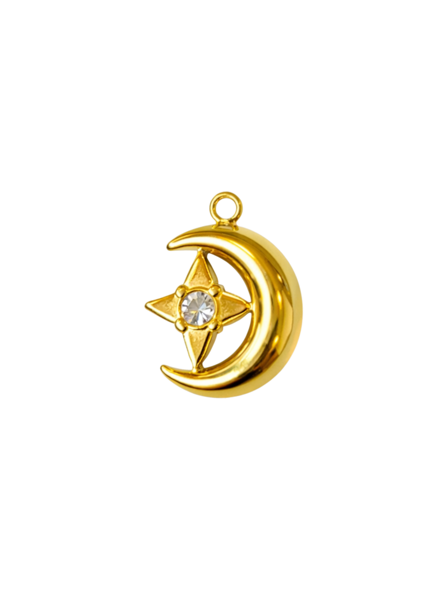 CZ Moon Star Charm