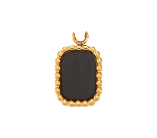 Black Beaded Square Charm