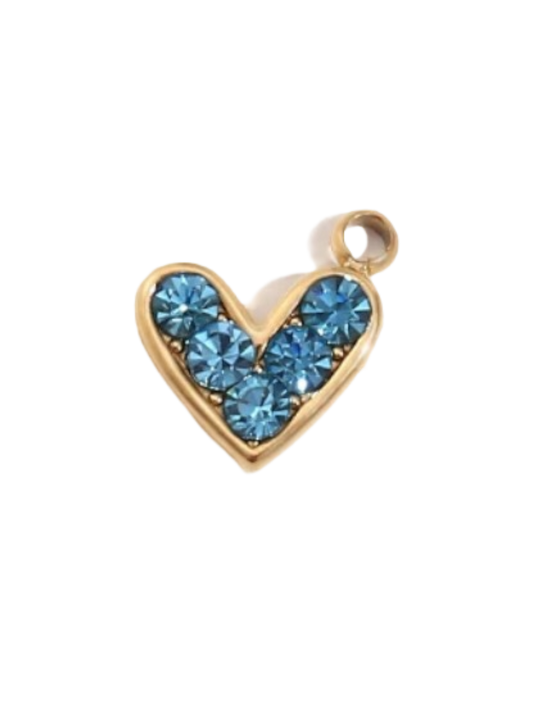 Blue CZ Heart Charm