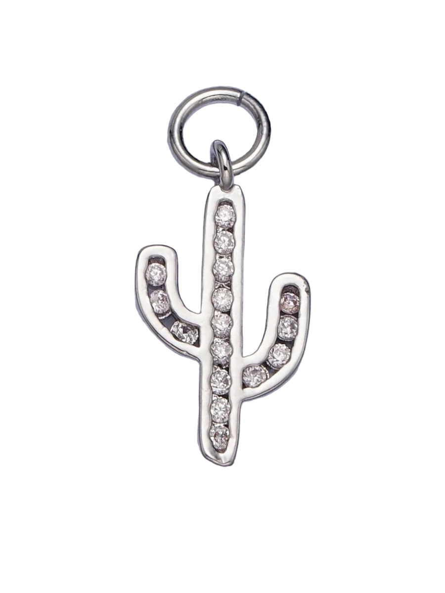 Silver CZ Cactus Charm