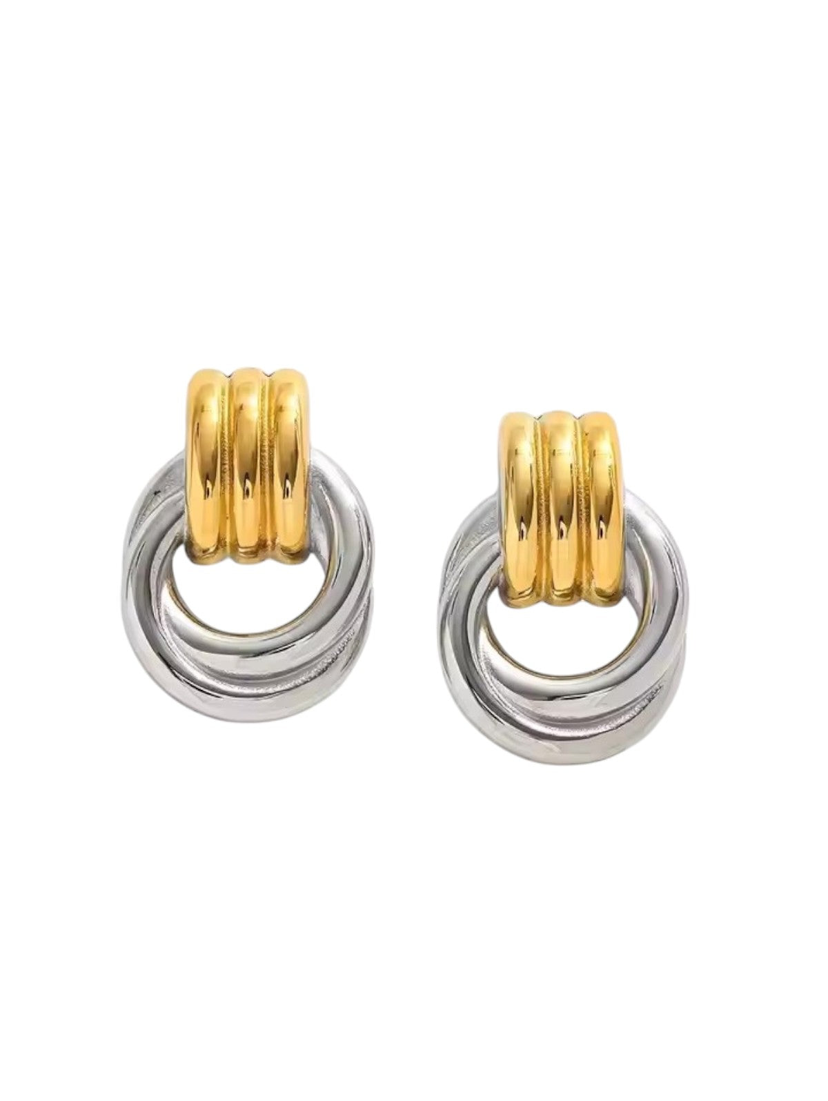 two tone knot hoop earrings